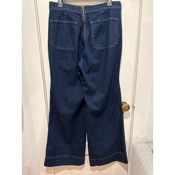 J Crew High Rise Sailor Flare Jeans Dark Wash Button Front Size 29 - Picture 5 of 7